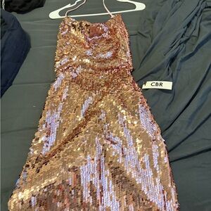 CBR Sequin Dress in Gold and Pink